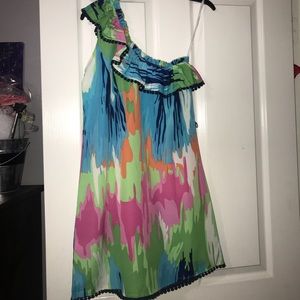 Super cute one shoulder colorful dress